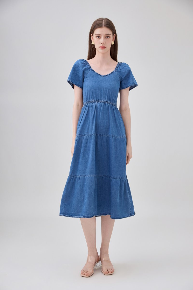 Kyomi Two Way Denim Midi Dress
