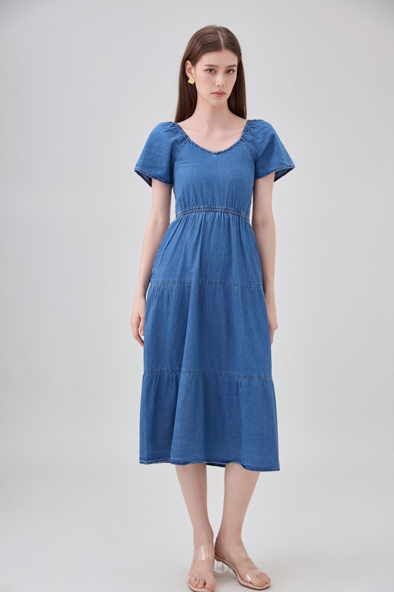 Kyomi Two Way Denim Midi Dress