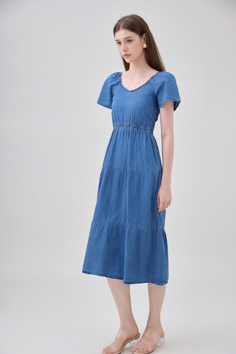 Kyomi Two Way Denim Midi Dress