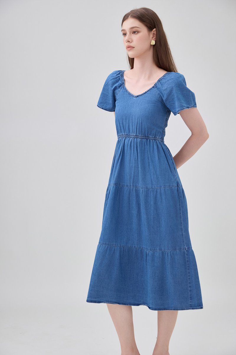 Kyomi Two Way Denim Midi Dress