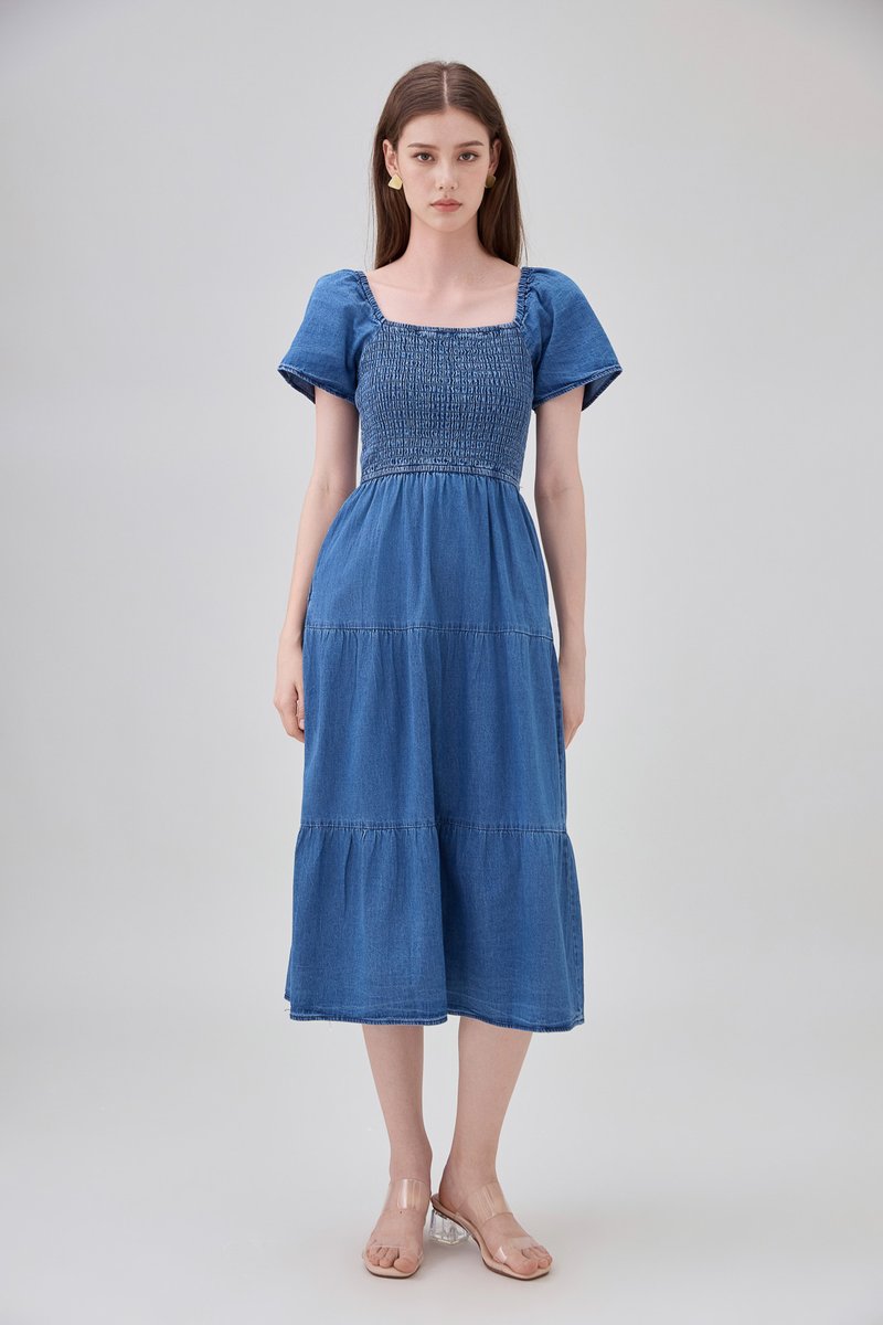 Kyomi Two Way Denim Midi Dress