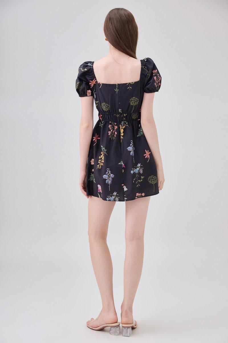 Chaya Botanical Garden Smocked Waist Dress Romper In Black