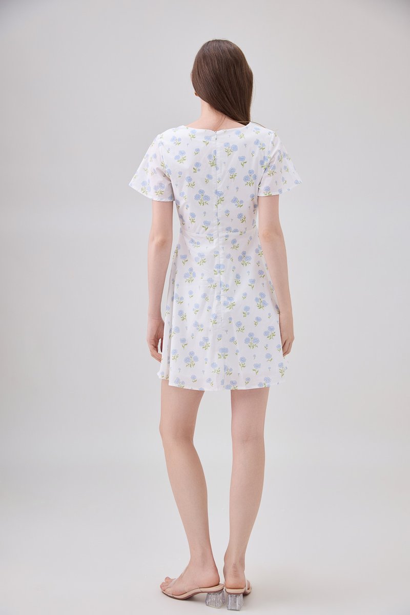 Gracelynn Printed Faux Wrap Floral Dress In White