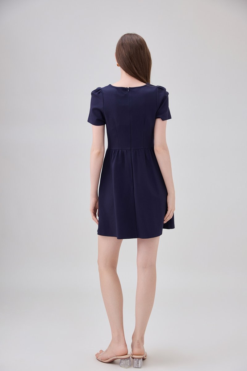 Noa Button Cotton Dress In Navy