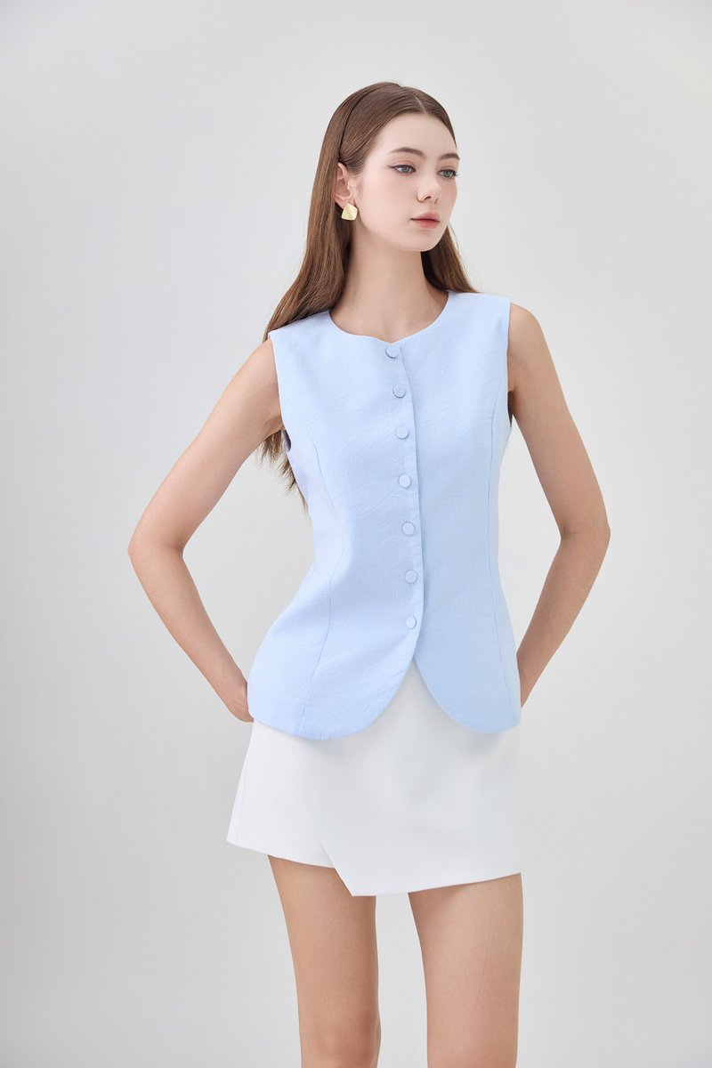 Mallory Pinstripe Button Vest
