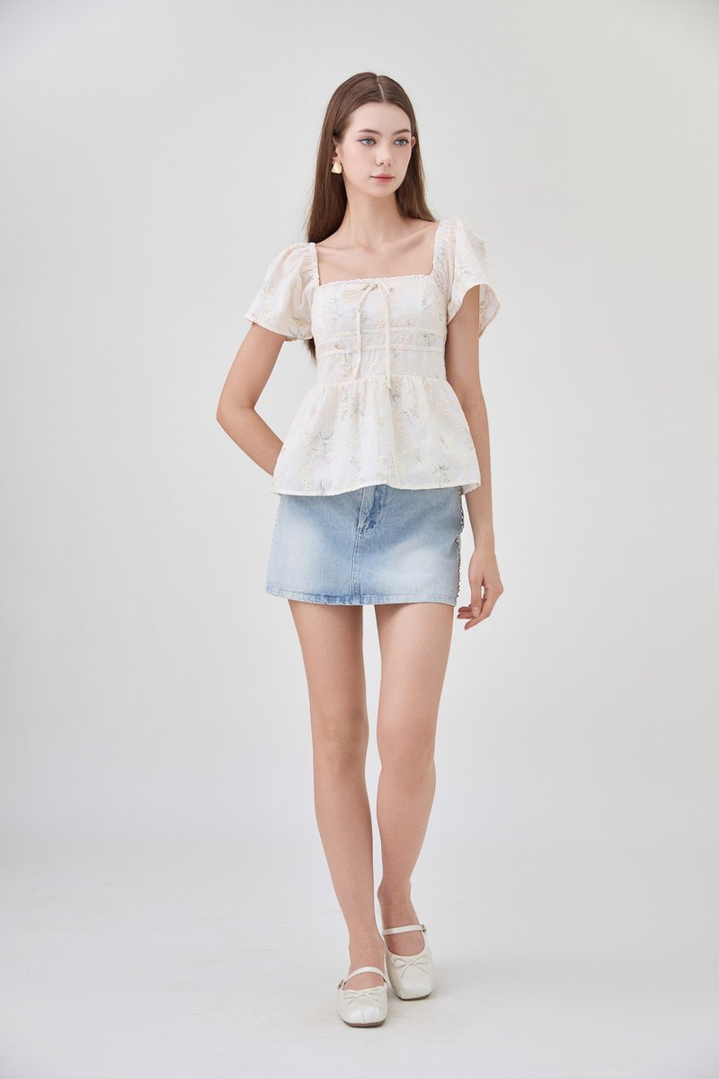 Tovah Embroidery Ribbon Top