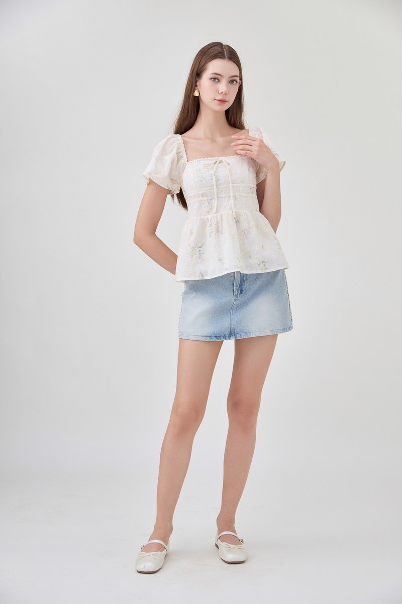 Tovah Embroidery Ribbon Top