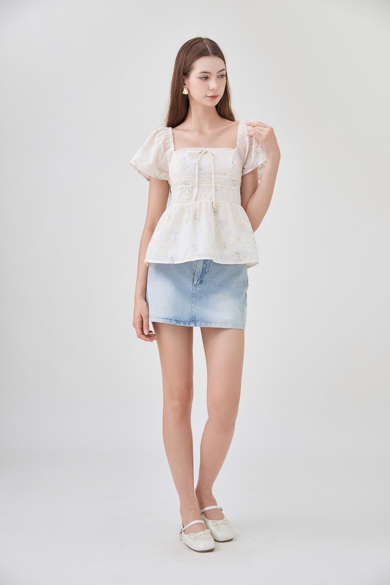 Tovah Embroidery Ribbon Top
