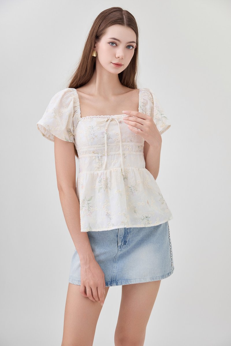 Tovah Embroidery Ribbon Top