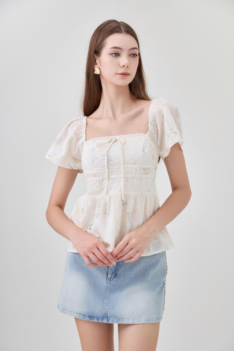 Tovah Embroidery Ribbon Top