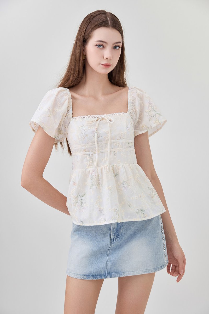 Tovah Embroidery Ribbon Top