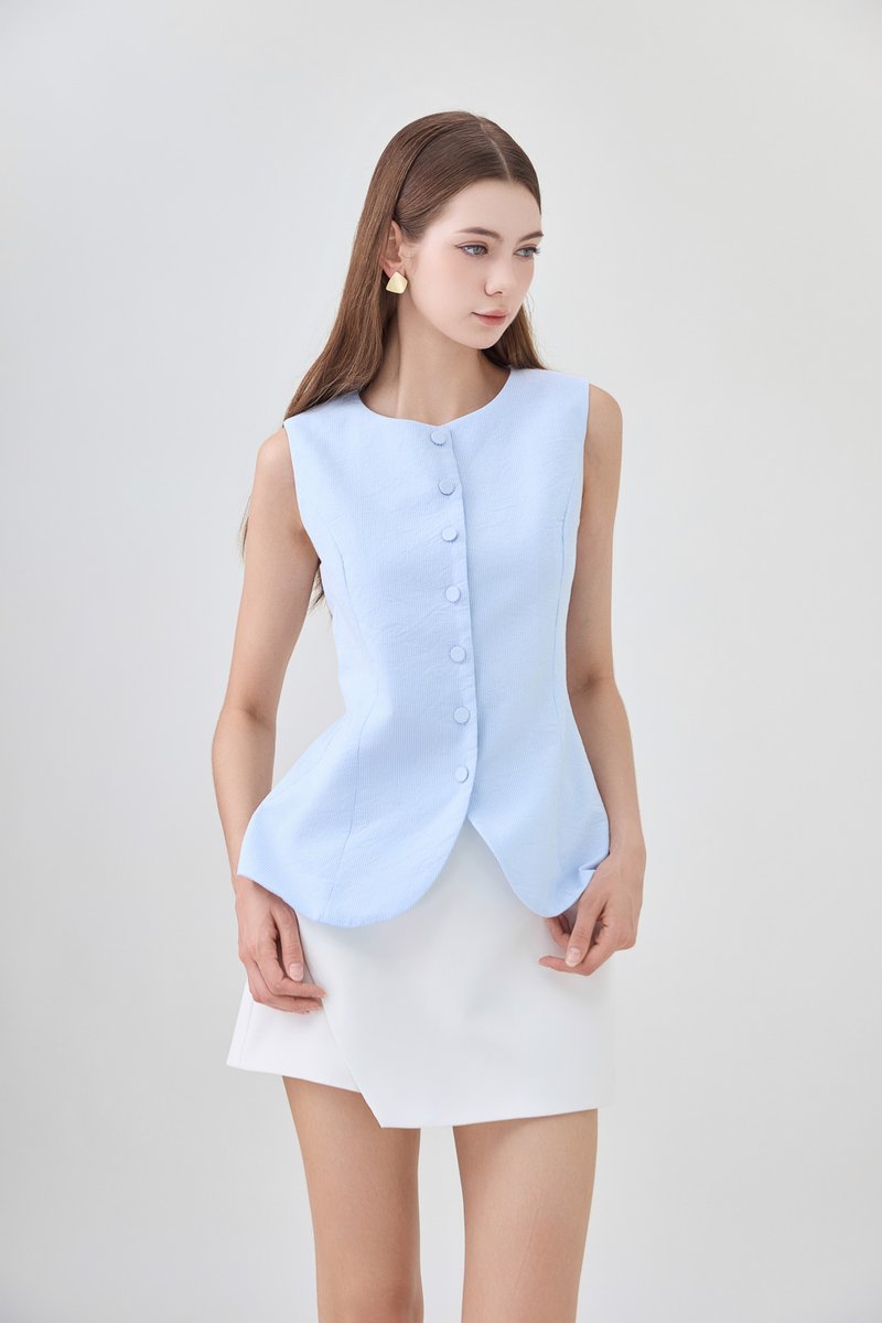 Mallory Pinstripe Button Vest