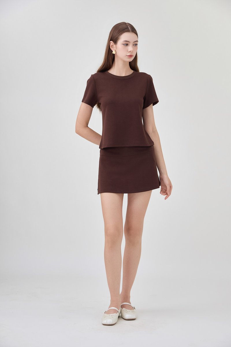 *GLACIER* Colbie Cotton Basic Top In Brown