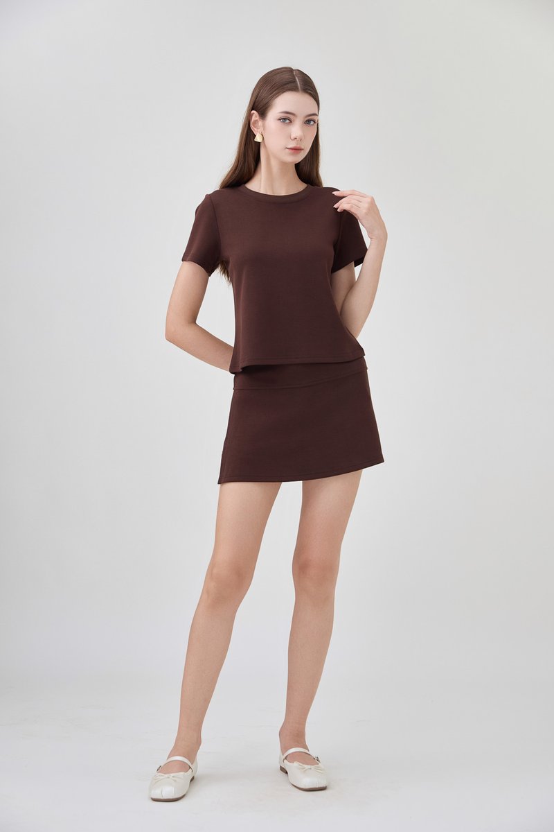 *GLACIER* Colbie Cotton Basic Top In Brown