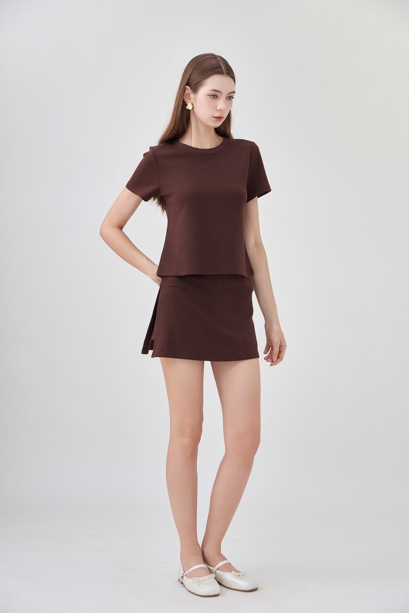 *GLACIER* Colbie Cotton Basic Top In Brown