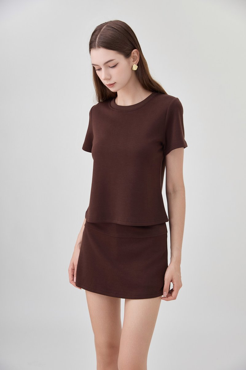 *GLACIER* Colbie Cotton Basic Top In Brown