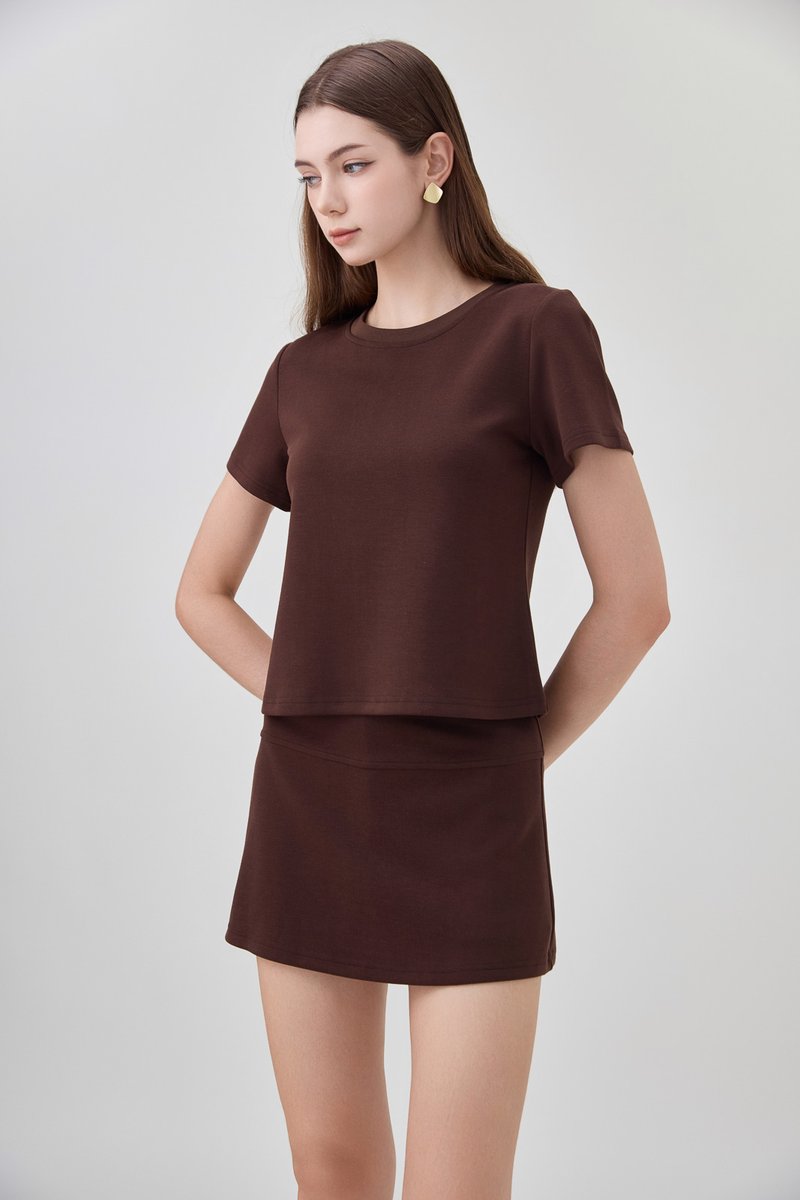 *GLACIER* Colbie Cotton Basic Top In Brown