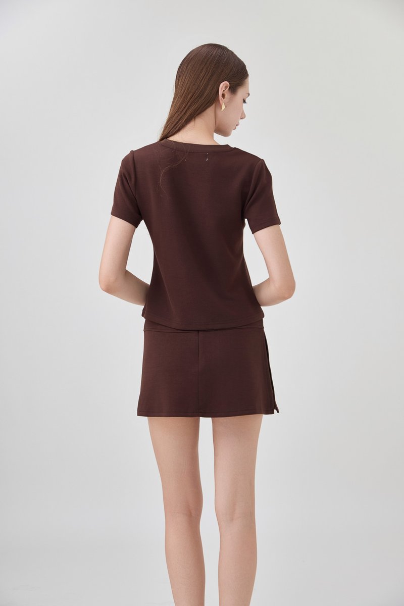 *GLACIER* Colbie Cotton Basic Top In Brown