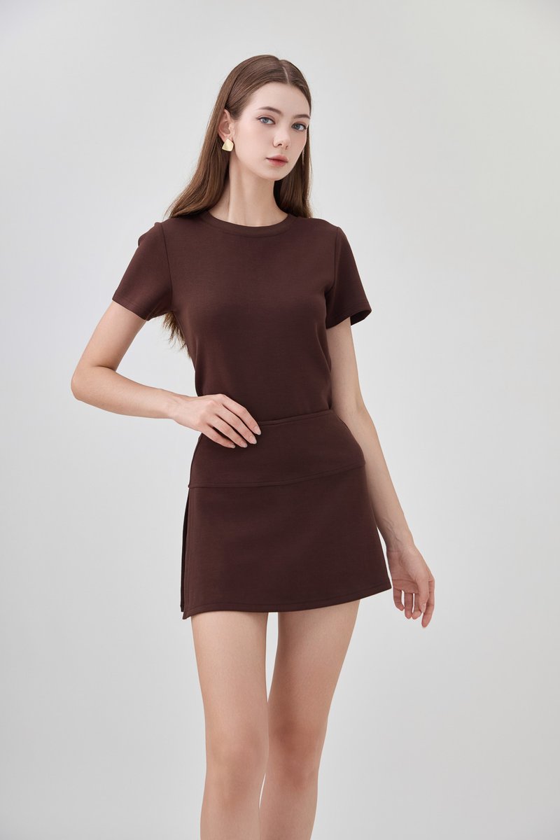 *GLACIER* Colbie Side Slit Skort In Brown