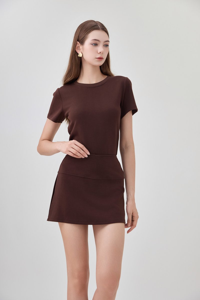 *GLACIER* Colbie Side Slit Skort In Brown