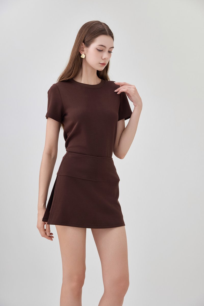 *GLACIER* Colbie Side Slit Skort In Brown