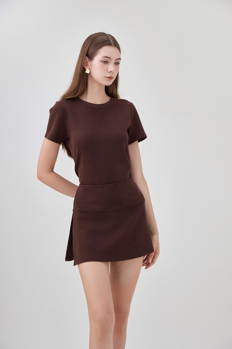 *GLACIER* Colbie Side Slit Skort In Brown