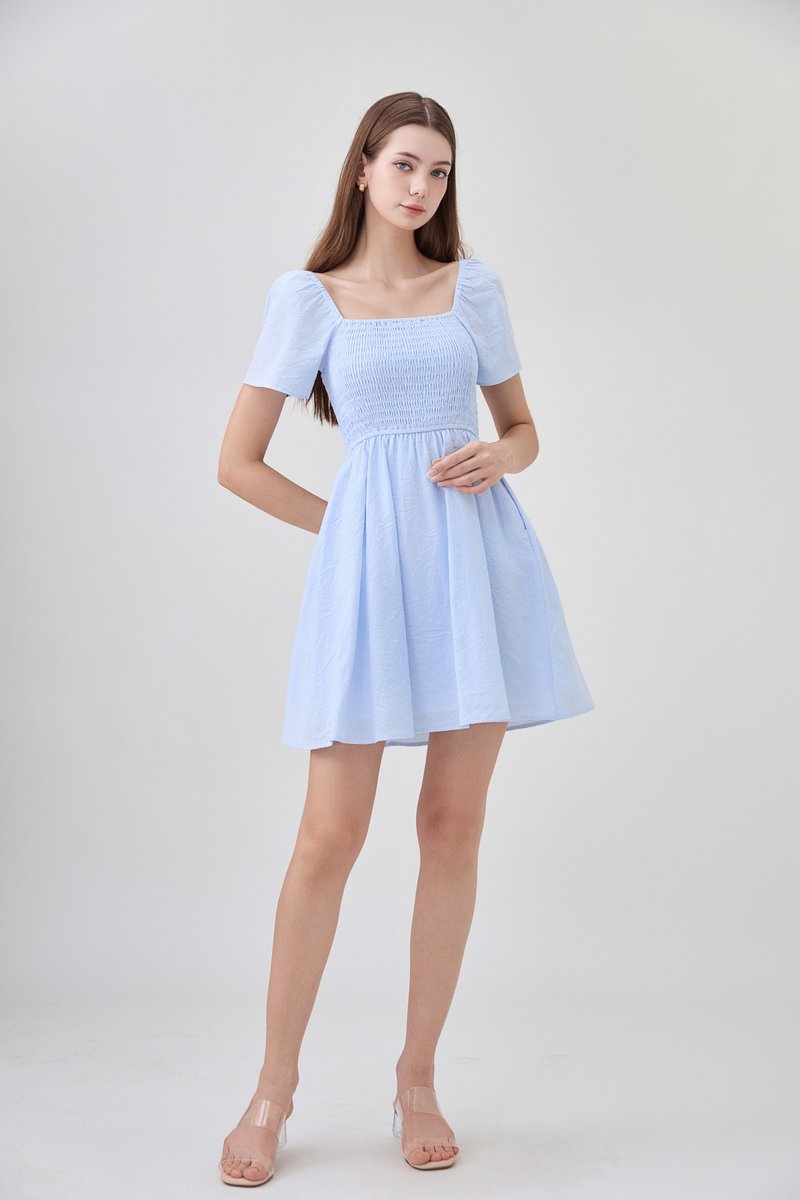 Mallory Smocked Pinstripe Dress