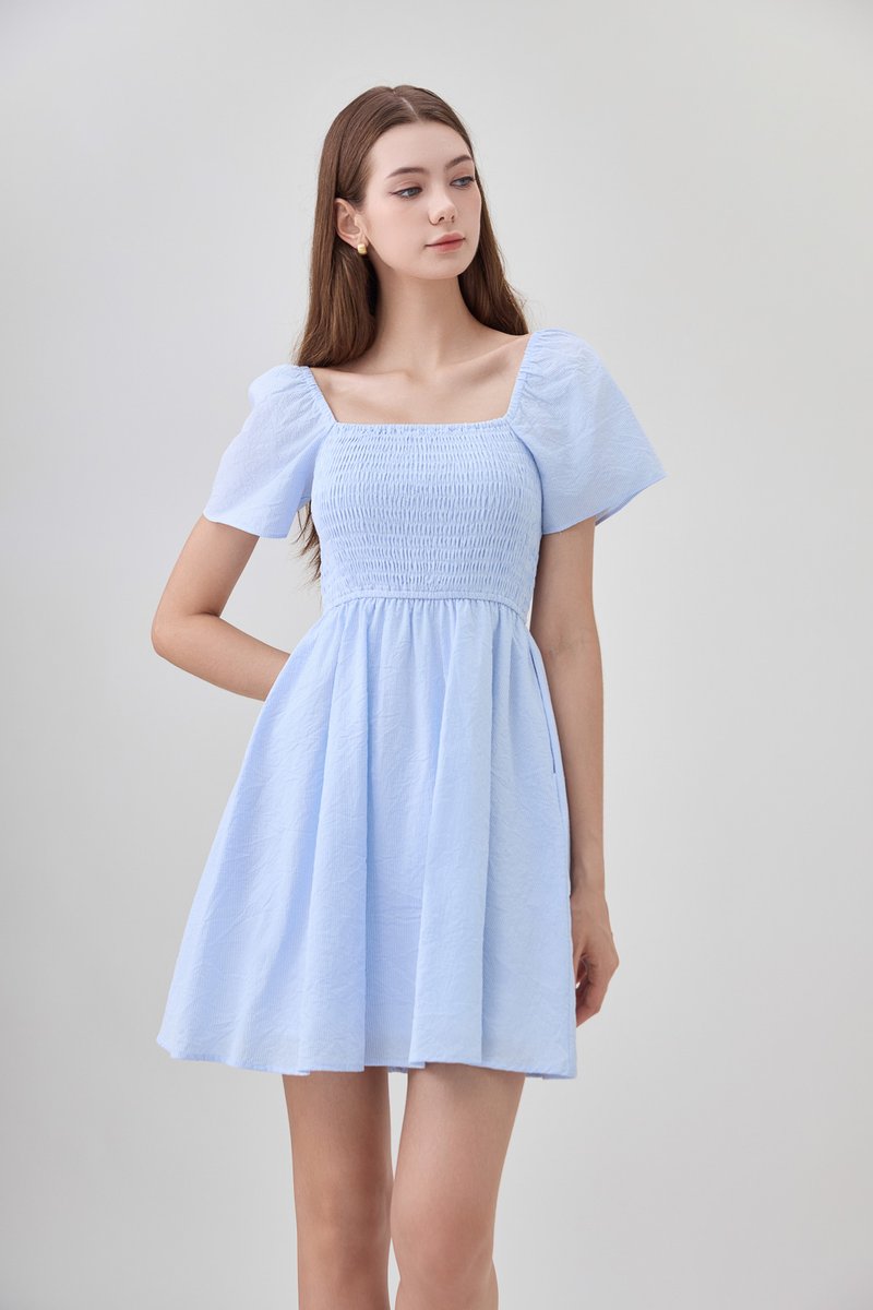 Mallory Smocked Pinstripe Dress