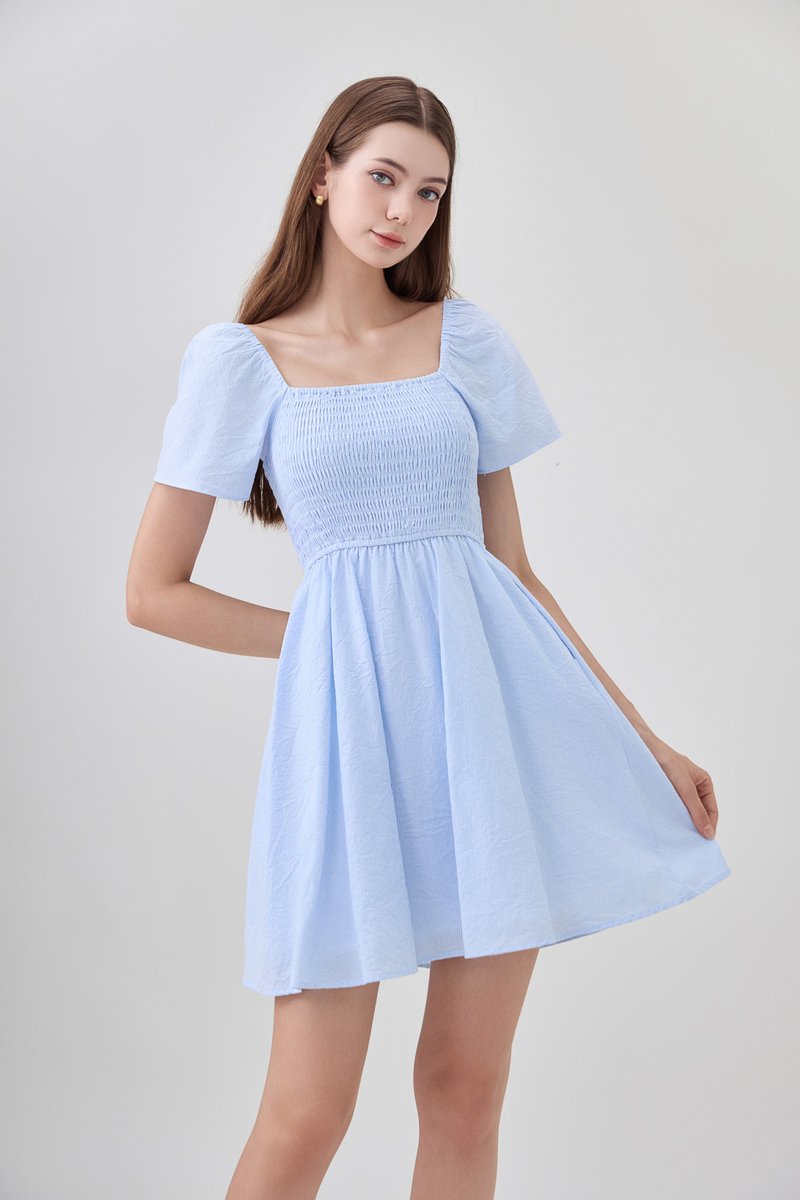 Mallory Smocked Pinstripe Dress