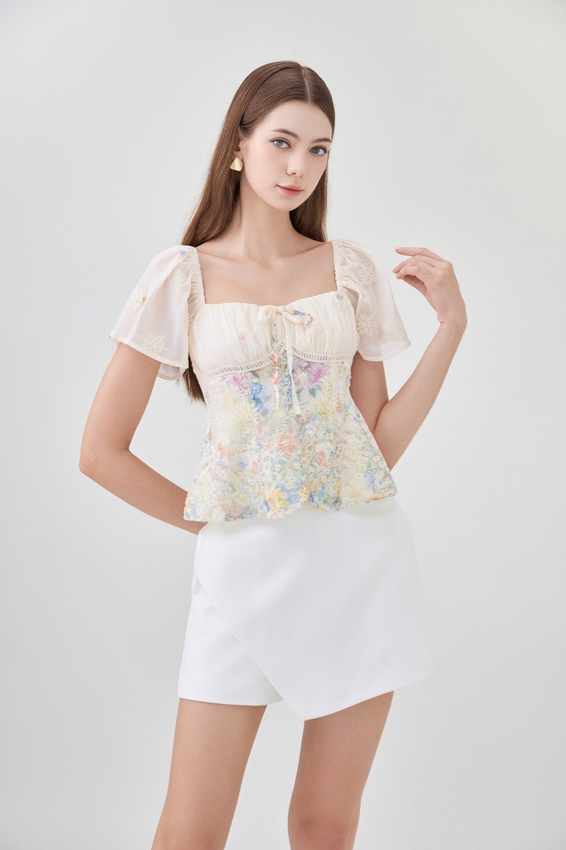 Mystique Fleur Embroidery Ribbon Top