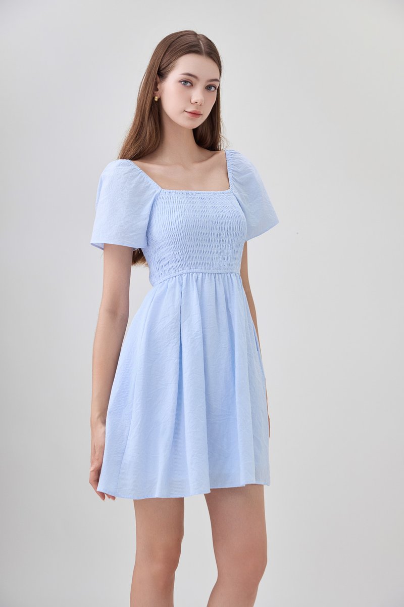 Mallory Smocked Pinstripe Dress