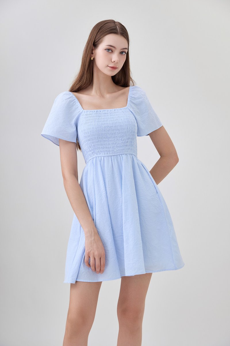 Mallory Smocked Pinstripe Dress