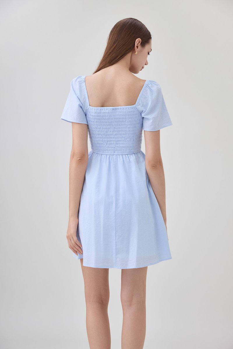 Mallory Smocked Pinstripe Dress