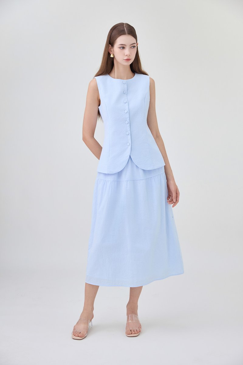 Mallory Pinstripe Button Vest