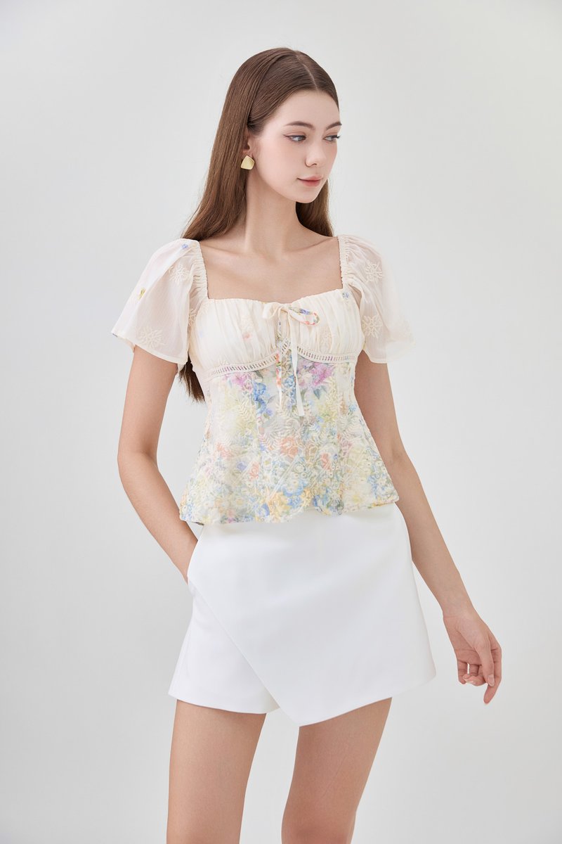 Mystique Fleur Embroidery Ribbon Top