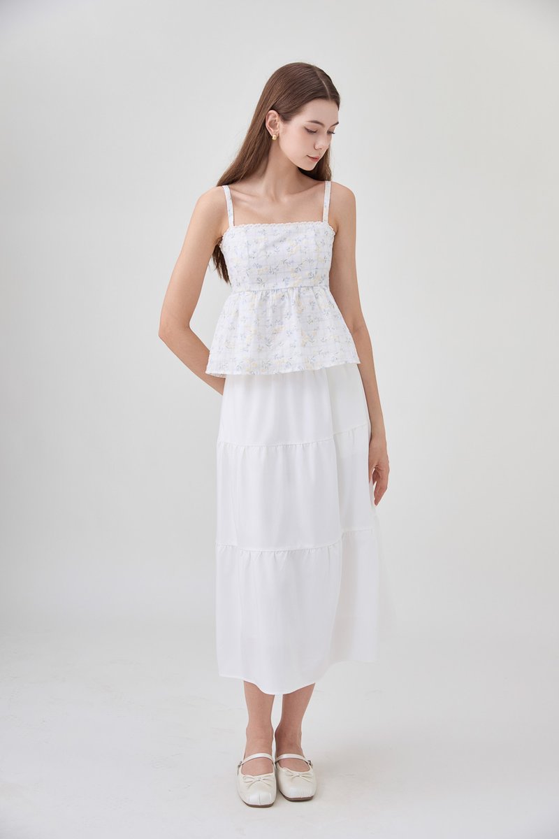 Kyla Embroidery Camisole Babydoll Top In Floral