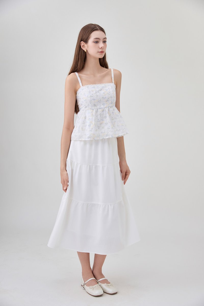 Kyla Embroidery Camisole Babydoll Top In Floral