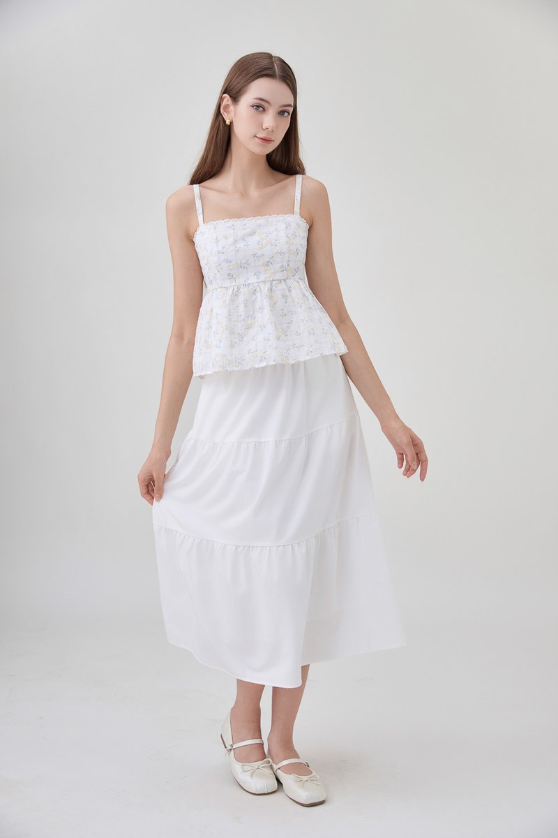 Kyla Embroidery Camisole Babydoll Top In Floral
