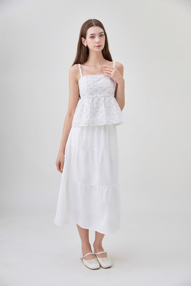 Kyla Embroidery Camisole Babydoll Top In Floral