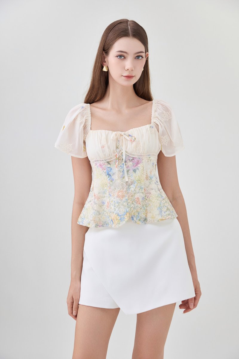 Mystique Fleur Embroidery Ribbon Top
