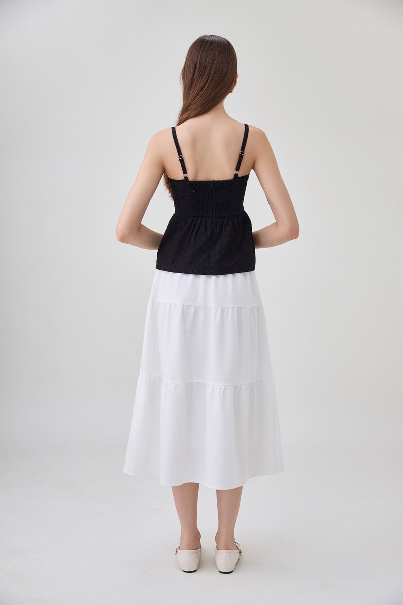 Kyla Eyelet Camisole Babydoll Top In Black
