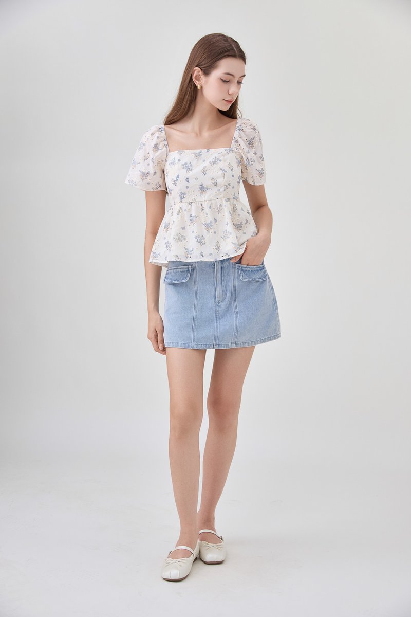 Kimber Floral Eyelet Babydoll Top