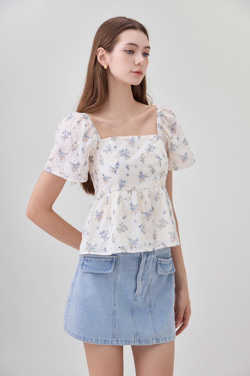 Kimber Floral Eyelet Babydoll Top