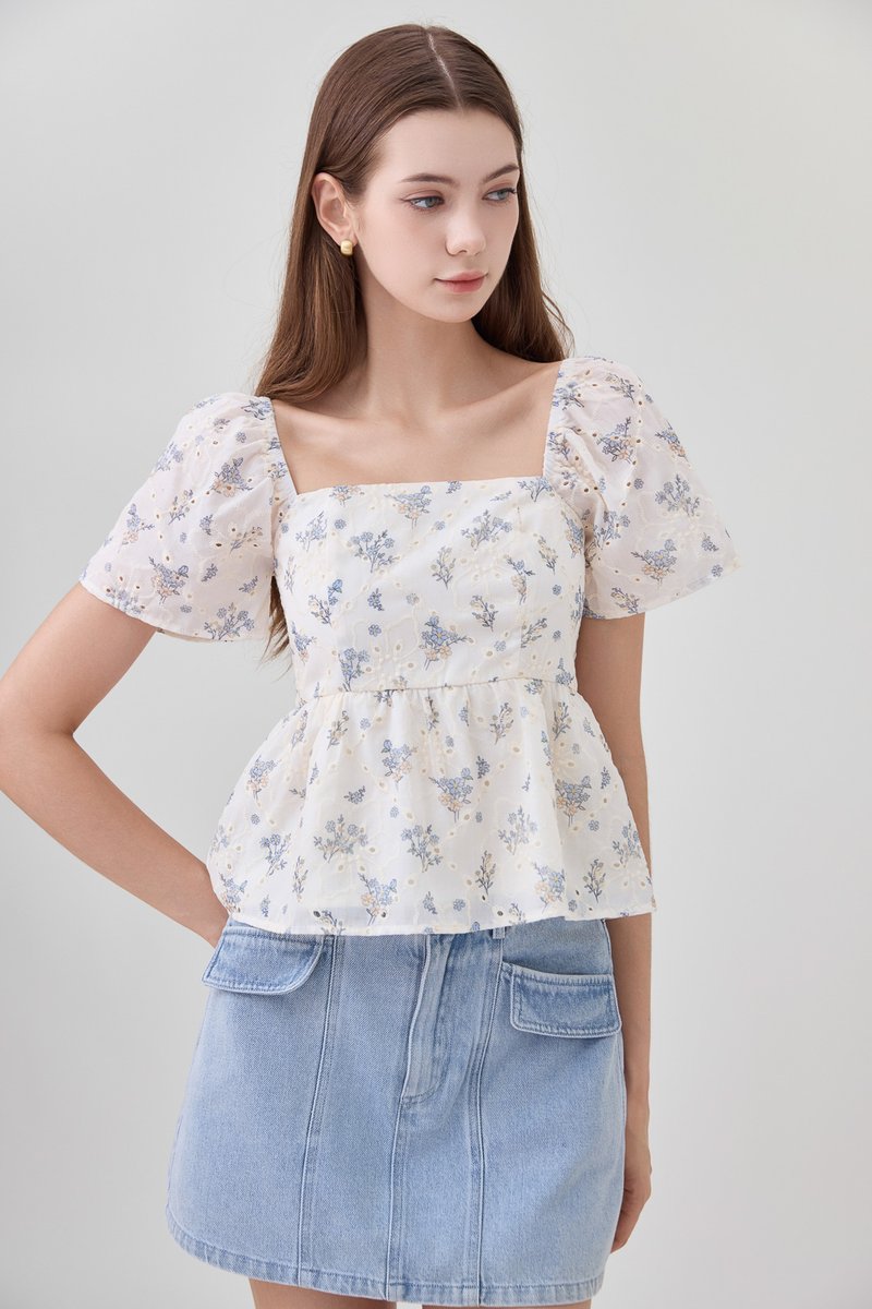 Kimber Floral Eyelet Babydoll Top