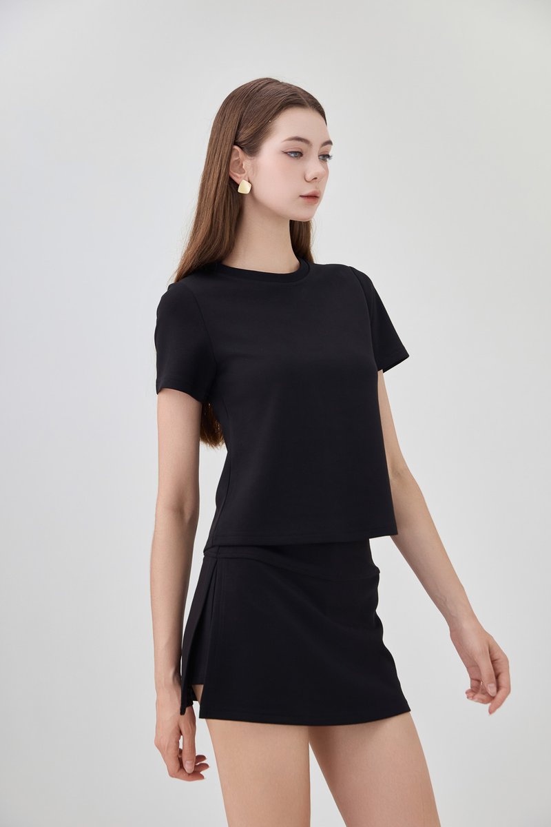 *GLACIER* Colbie Cotton Basic Top In Black