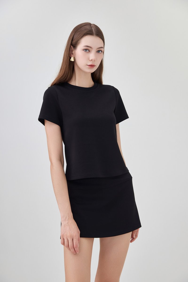 *GLACIER* Colbie Cotton Basic Top In Black