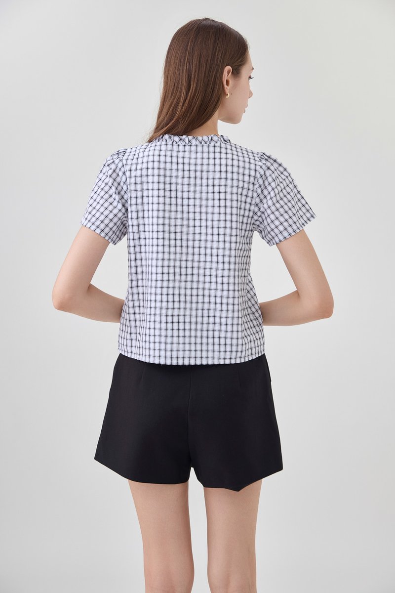 Merritt Checkered Ribbon Tie Top