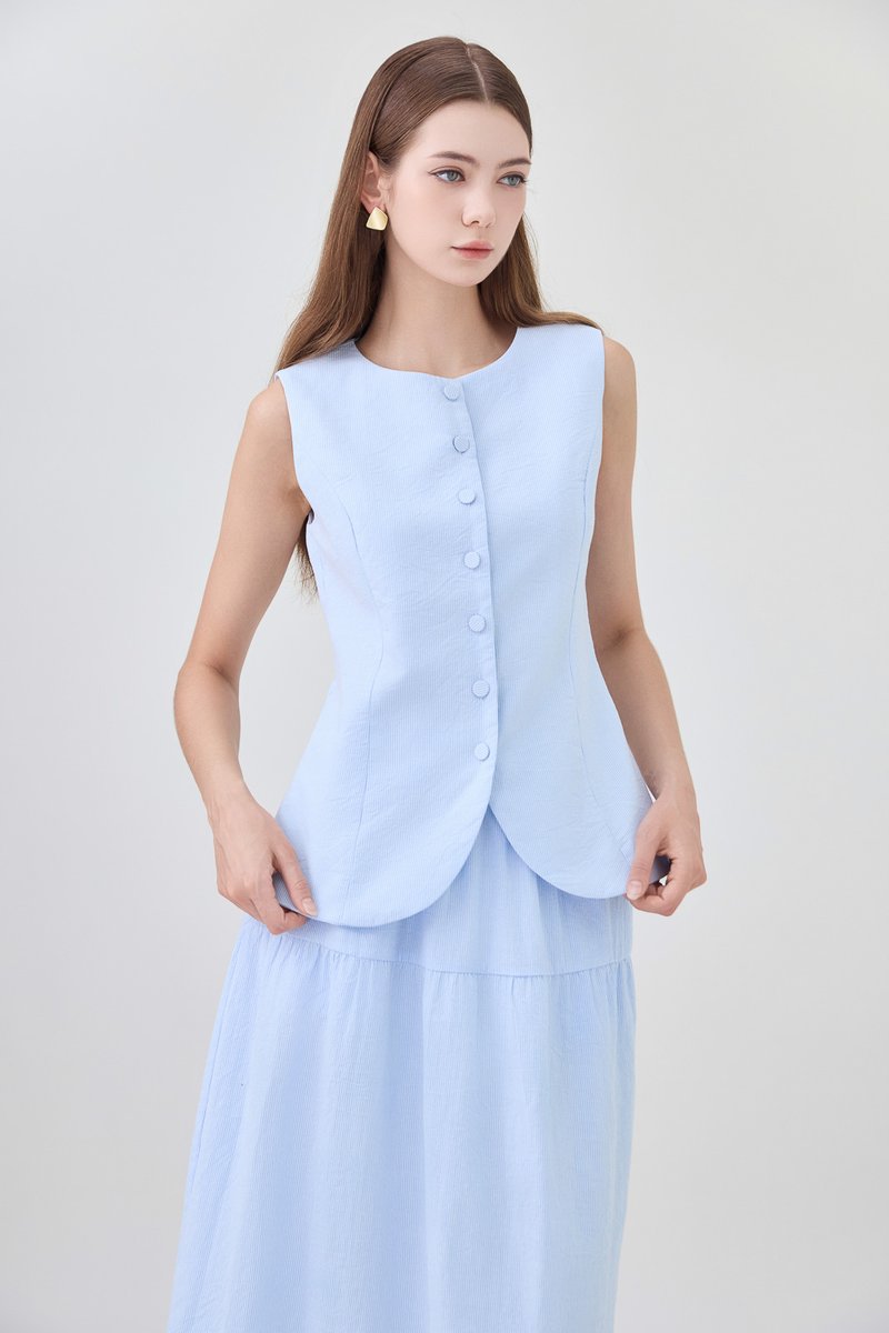 Mallory Pinstripe Button Vest
