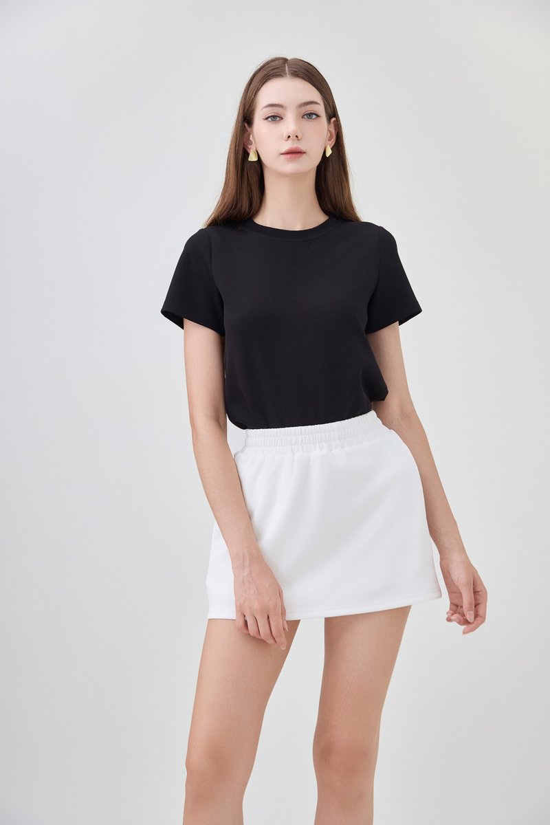 *GLACIER* Eliora Everyday Elastic Waist Skort In White