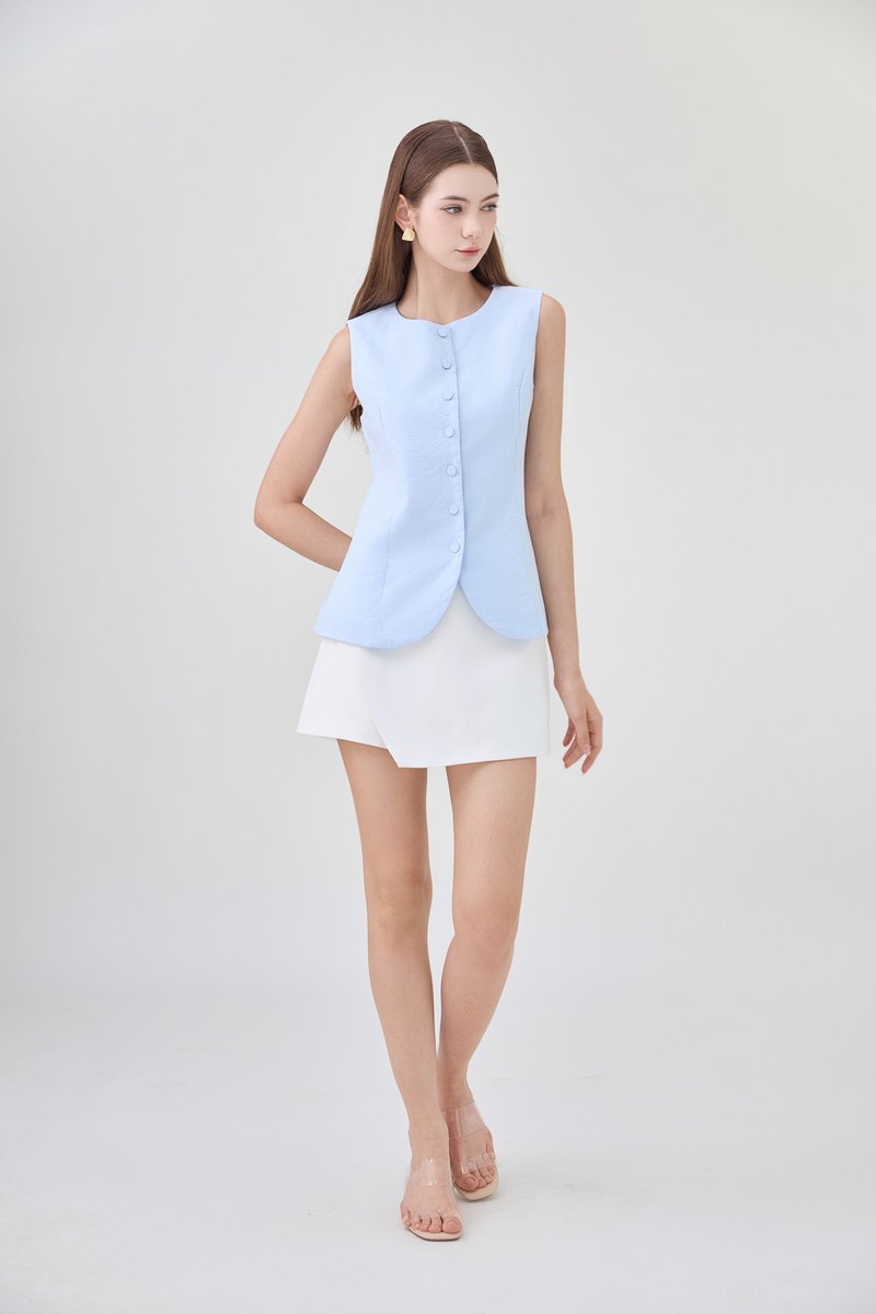 Mallory Pinstripe Button Vest